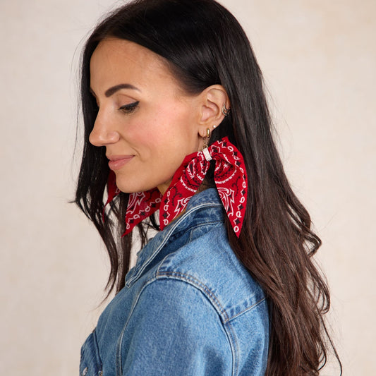 Red Bandana Statement Earrings