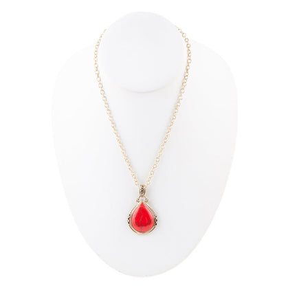 Red Howlite Teardrop Pendant Necklace