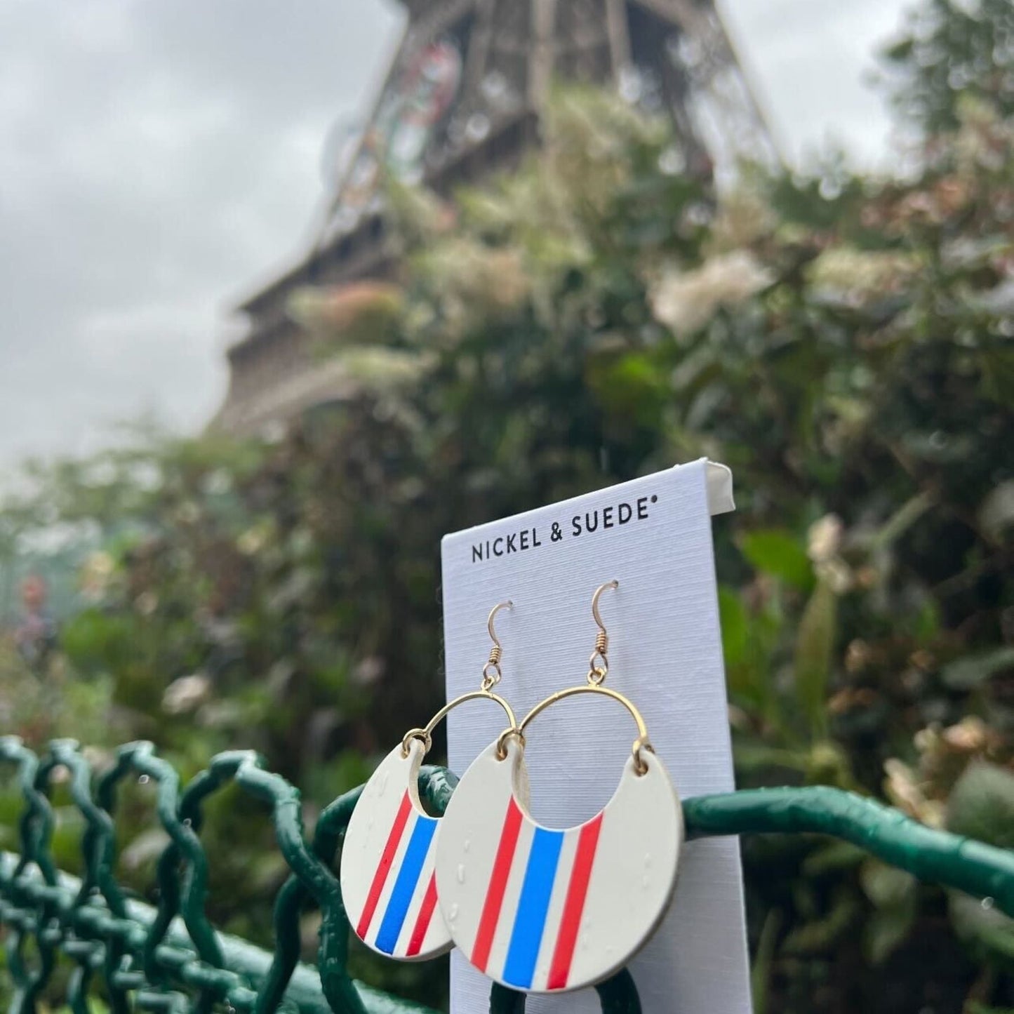 Red, White and Blue Rally Nina Leather Hoop Earrings