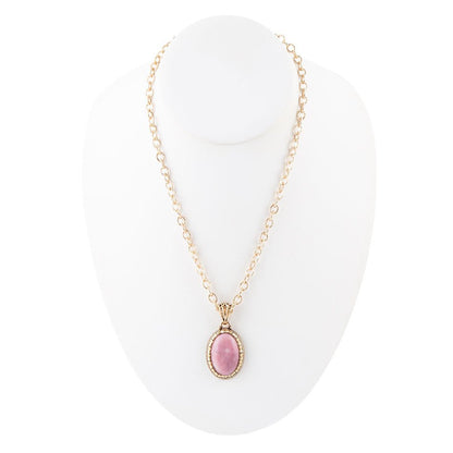 Rhodonite and Bronze Pendant Necklace