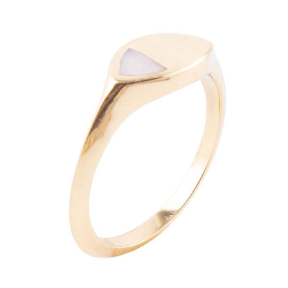 Signet Triangle Pink Opal and Bronze Ring