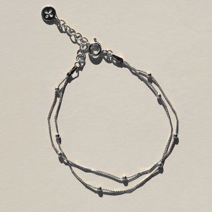 Silver Waterproof Double Layer Saturn Chain Bracelet