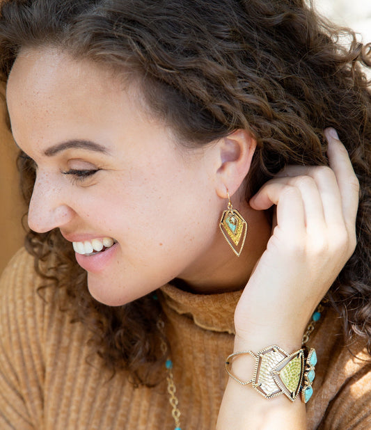 Turquoise Shield Earrings