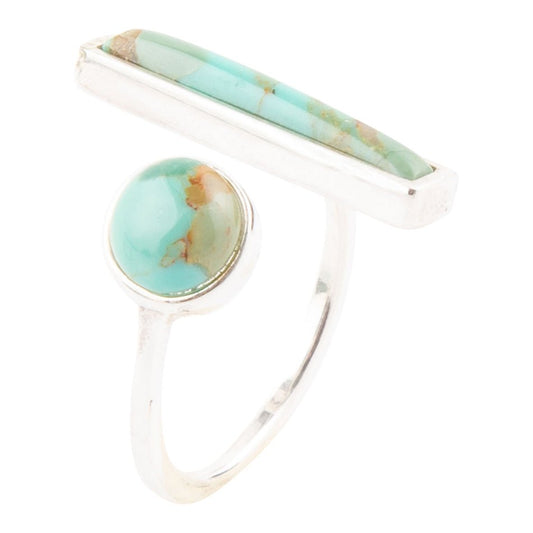 Blue Turquoise Size Adjustable Sterling Silver Ring