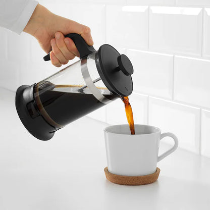 French Press Coffee Maker – Heat-Resistant Glass with Stainless Steel Filter, Ideal for Rich, Fresh Brews at Home or Office