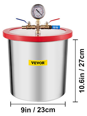 Stainless Steel Vacuum Chamber with Multiple Gallon Options, Acrylic Lid, and High-Performance Silicone Lid Gasket