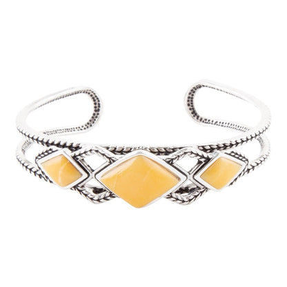 Yellow Agate and Sterling Silver Cuff Bracelet