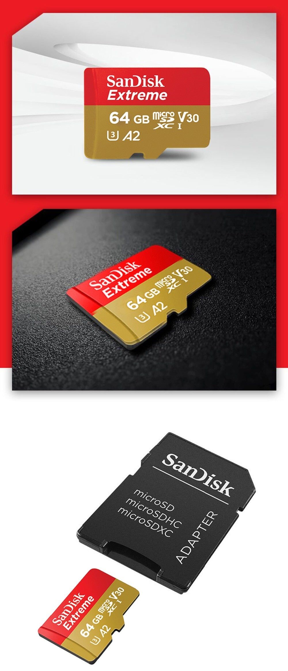 SanDisk Extreme Micro SD Card 64GB Micro SD 128GB 32GB Flash Memory Card SD 256GB U3 4K V30 400GB MicroSD 512GB 1TB TF Cards