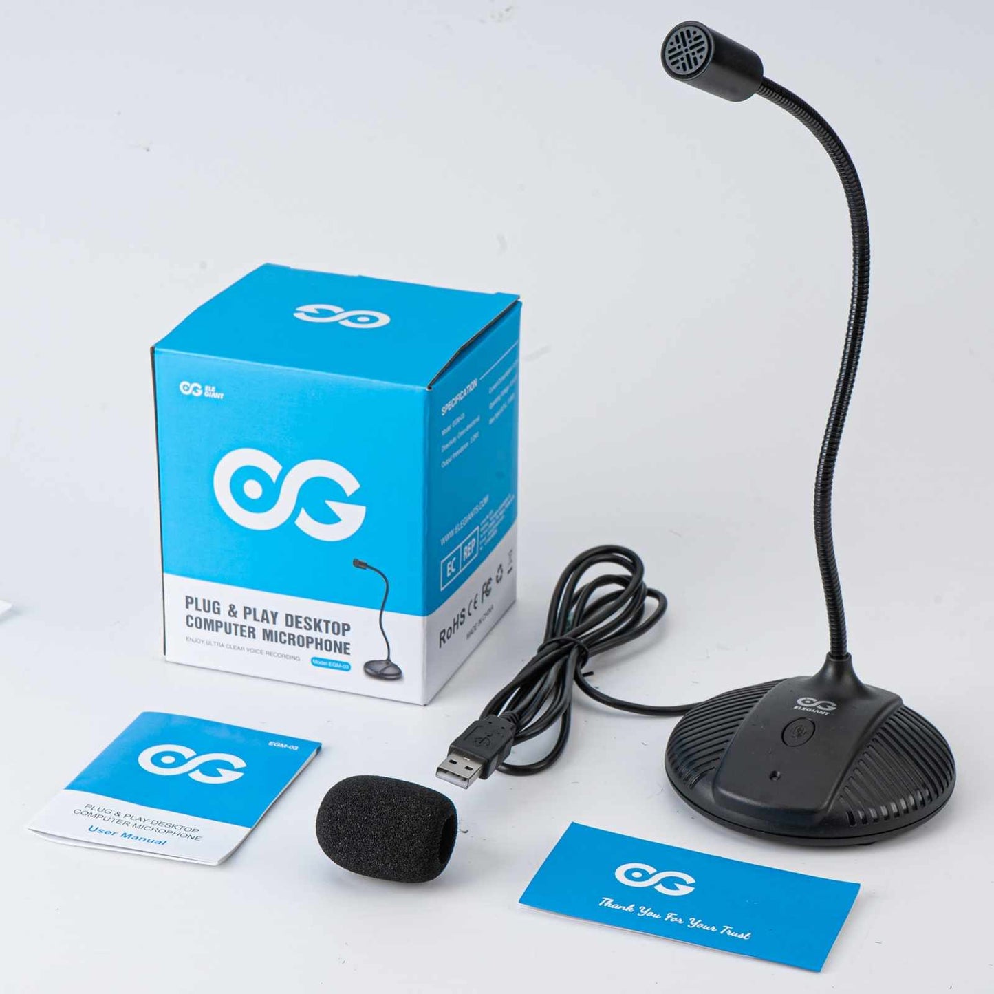 ELEGIANT EGM-03 USB Microphone Computer Desktop Mic PC Laptop for Gaming Live Streaming Meeting Recording Video Conference