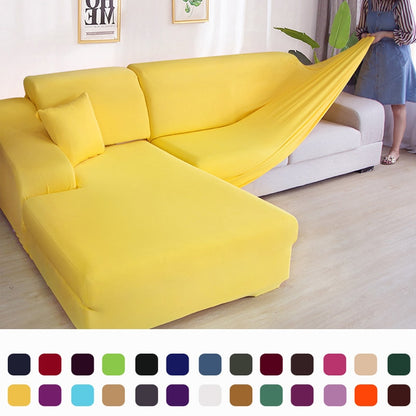 Elastic Solid Sofa Covers - Protect Your Couch and Armchair from Pets with Durable Slipcovers - Suitable for L-shaped Sofas and Chaise Longues