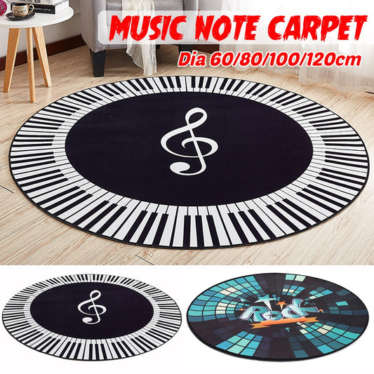 New Carpet Music Symbol Piano Keys Black White Round Carpet Anti Slip Rugs Home Bedroom Foot Pads Floor Decoration 4 sizes
