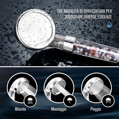ZhangJi 3 Modes Bath Shower Adjustable Jetting Shower Head High-Pressure Saving Water Bathroom Anion Filter Shower SPA Nozzle