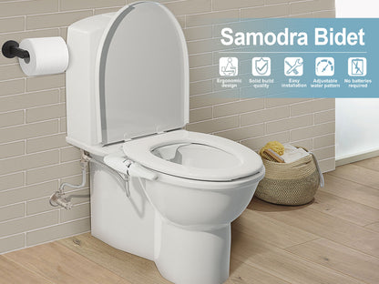 SAMODRA Toilet Bidet Ultra-Slim Bidet Toilet Seat Attachment With Brass Inlet Adjustable Water Pressure Bathroom Hygienic Shower