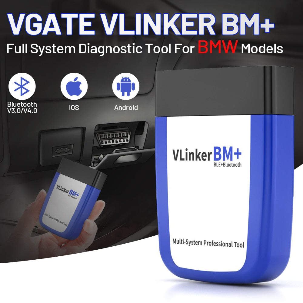 Vgate vLinker BM+ V2.2 ELM327 OBD Scanner Bluetooth 3.0/4.0/wifi OBD2 Car Diagnostic Tools work with Bimmercode ELM 327 For BMW
