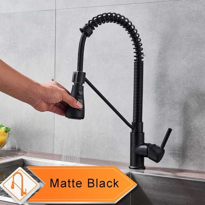 Rozin Matte Black Kitchen Faucet Deck Mounted Mixer Tap 360 Degree Rotation Stream Sprayer Nozzle Kitchen Sink Hot Cold Taps