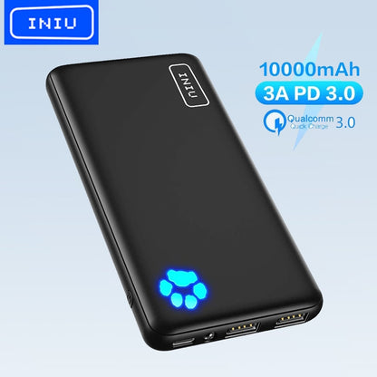 INIU 10000mAh Power Bank Slimmest 15W High-Speed USB C Portable Charger Battery Pack For iPhone Samsung Xiaomi Google iPad Tablet