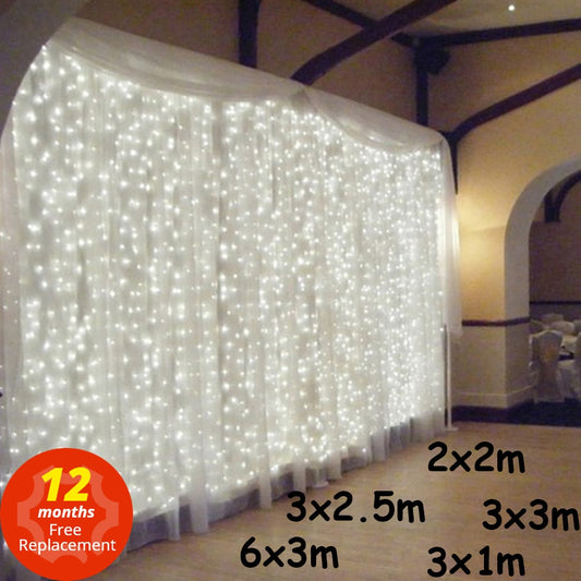 LED Icicle String Lights - Christmas Fairy Lights Garland for Outdoor Home Decoration, Perfect for Wedding, Party, Curtain, and Garden Ambiance - Available in 3x1m, 3x3m, and 2x2m Sizes