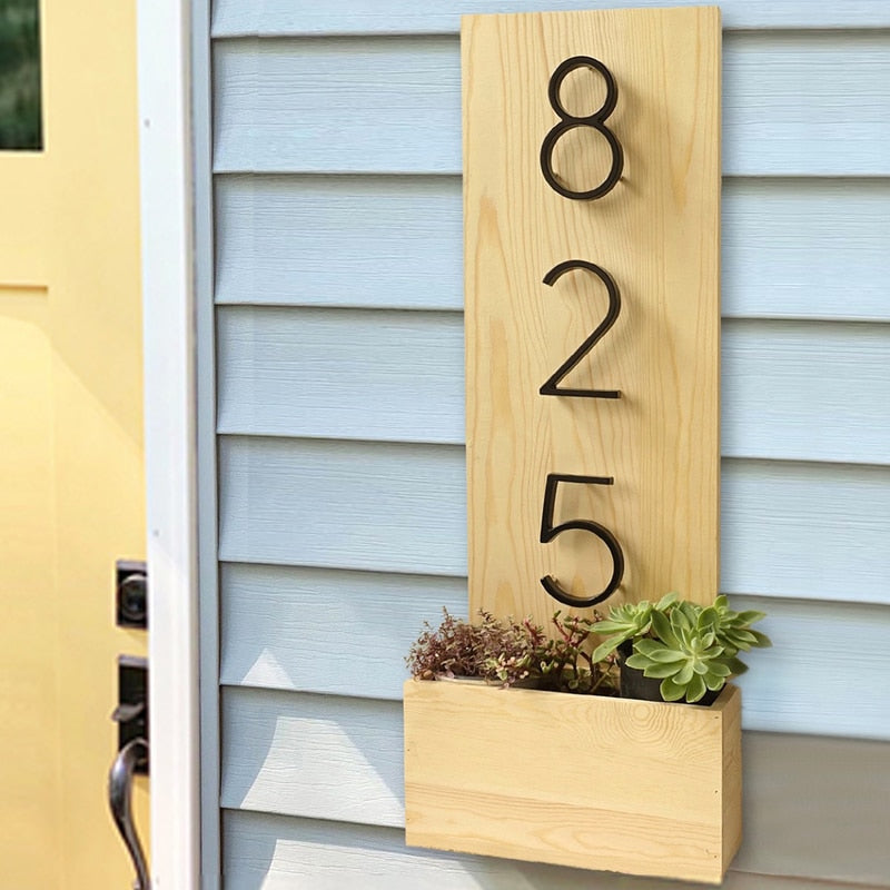 Floating Exterior House Number 5inch Doorplate Letters Metal Address Sign Plate Outdoor Door Plaque Number Dash Slash Sign #0-9
