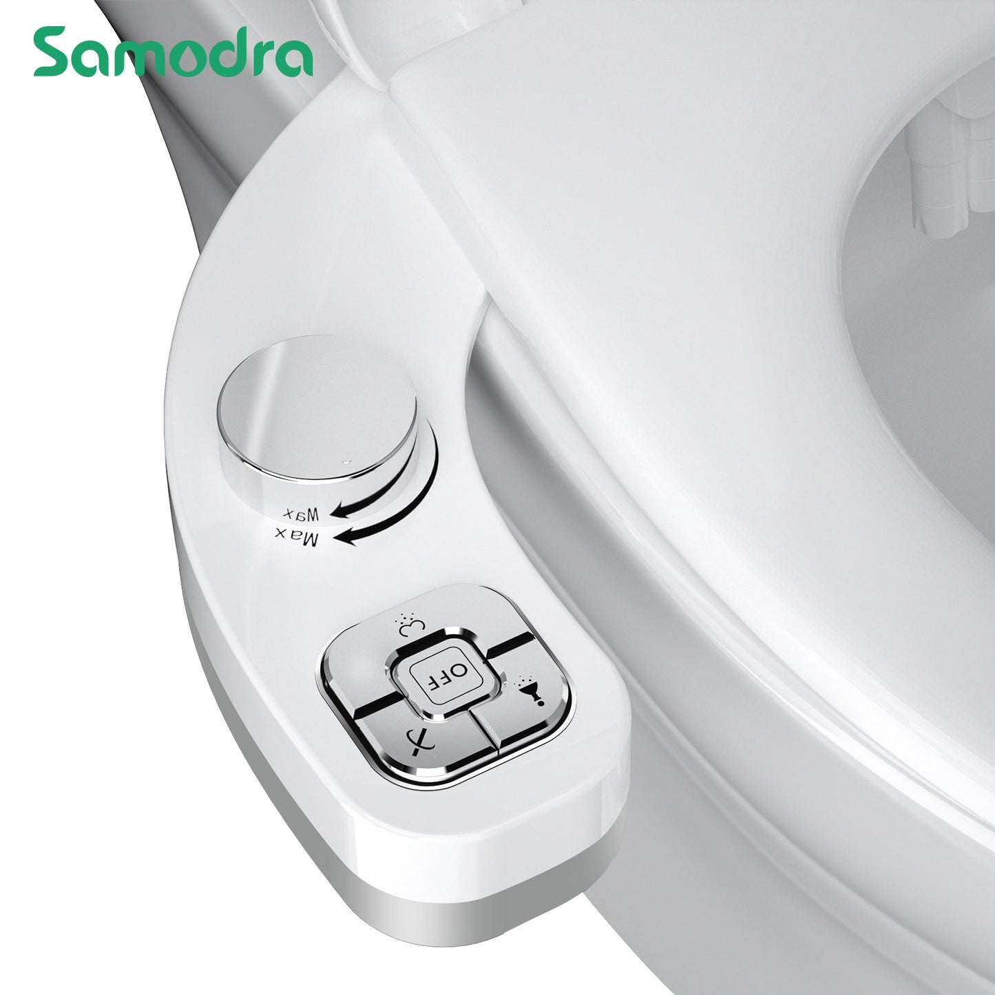 Hygienic Non-Electric Button Bidet - Dual Nozzle Fresh Water Toilet Seat Attachment with Self-Cleaning and Frontal/Rear Wash Functions