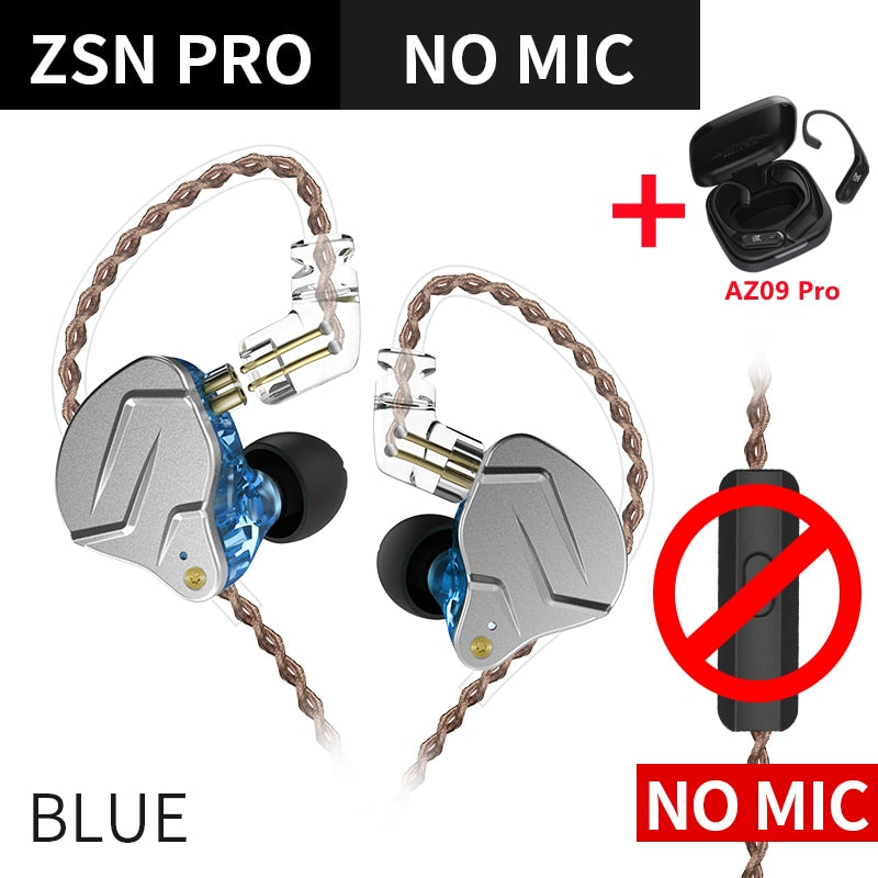 KZ ZSN Pro Wired Earphone 1DD+1BA Hybrid Technology In-Ear Headphones HIFI Bass Metal Earplugs Movement Noise Reduction Headset