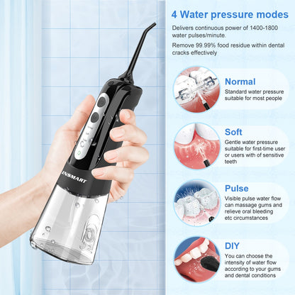 INSMART Oral Irrigator Dental Water Flosser Teeth Whitening Waterproof Portable Dental Water Jet Floss 300ML Teeth Cleaner