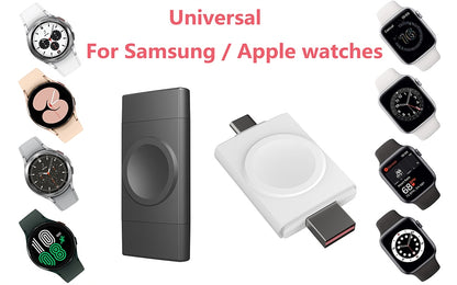 2-in-1 Wireless Charger For Apple / Samsung Galaxy Watch 4 2 3 5 iWatch 8 7 6 5 fast Charging Station for USB Type-C Portable