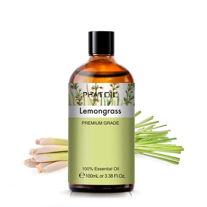 3.4OZ 100ML Lemongrass Aromatic Essential Oil Natural Mint Citronella Tea Tree Vanilla Juniper Geranium Chamomile Jojoba Oil