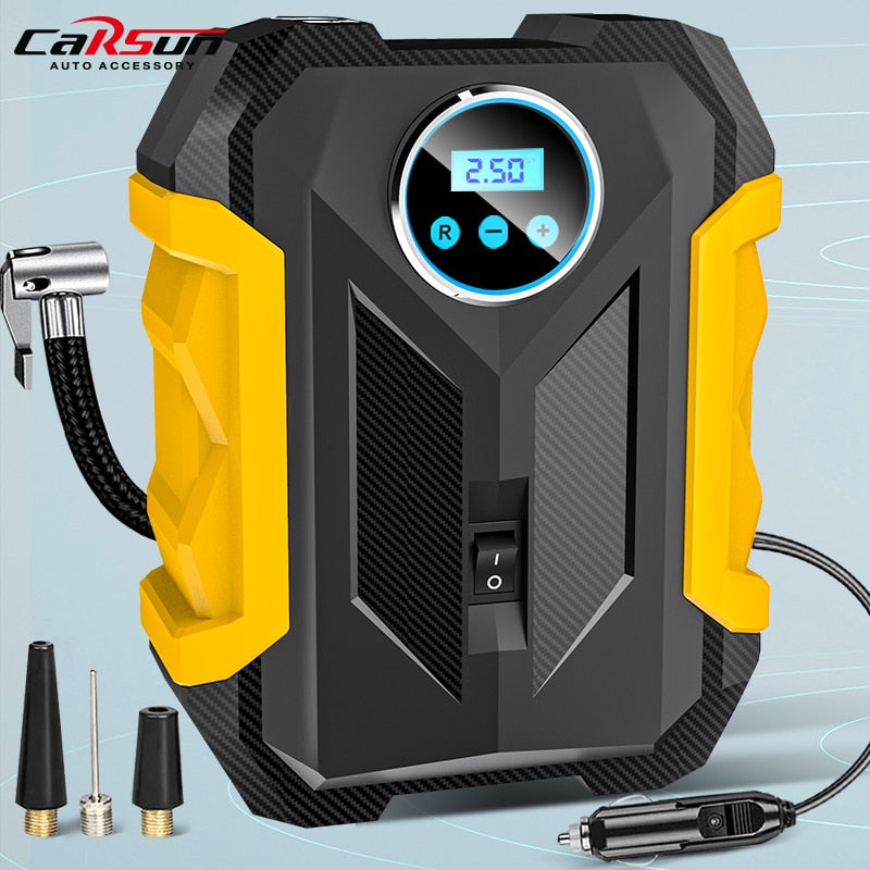 CARSUN Portable Automobile Air Compressor Digital Tire Inflation Pump LED Lamp Tire Compression Pump Compressor For Car Motorcy