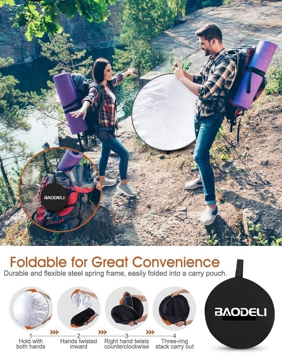 23.6"x35.4" 60x90cm 5in1 Reflector Photography Collapsible Portable Light Diffuser Oval Photo Multi Color Silvery Black