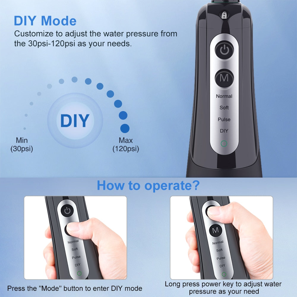 INSMART Oral Irrigator Dental Water Flosser Teeth Whitening Waterproof Portable Dental Water Jet Floss 300ML Teeth Cleaner