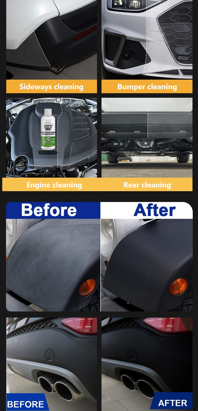 Plastic Restore Revitalizer Plastic Renovator Longlasting Coating For Car Rubbers Refurbish Clean Gloss Black Shine HGKJ 24