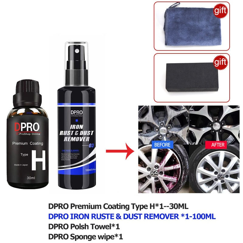 Dpro 9H Ceramic Car Coating Liquid Glass Waterproof Nano Ceramics Paint Care Anti-scratch Hydrophobic Car Detailing Polish Kit