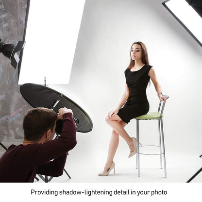 23.6"x35.4" 60x90cm 5in1 Reflector Photography Collapsible Portable Light Diffuser Oval Photo Multi Color Silvery Black